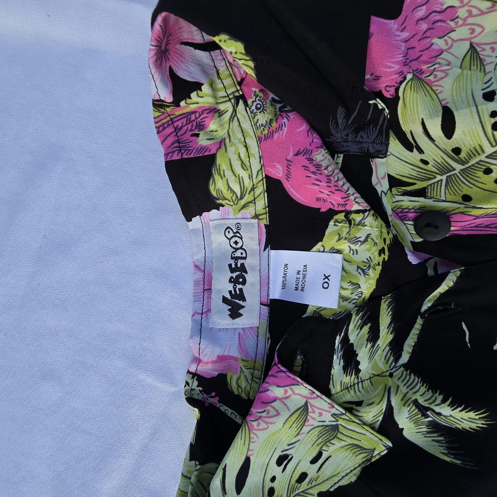 Pink‎ and Green Dress Shirt with Tropical Floral Pattern